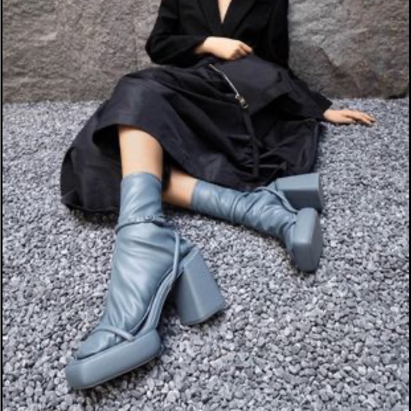 Lucile Platform Calf Boots - Blue EU 37/ US 7 - Picture 4 of 10